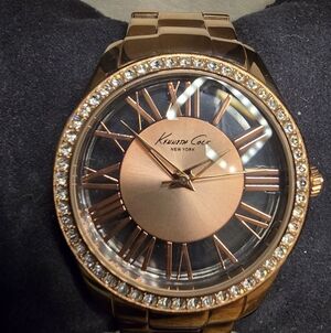 Kenneth Cole Metallic Watch with Crystal Bezel